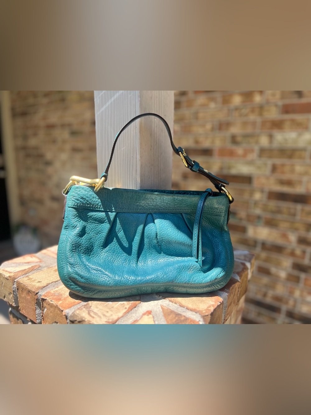 Coach Teal Leather Shoulder Bag - Women's Handbag